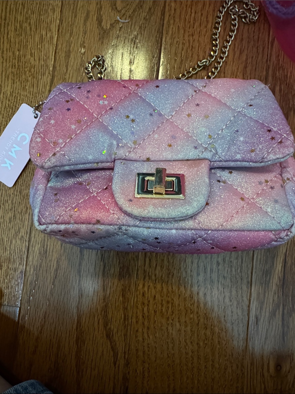 Girls CMK studios Quilted Glitter Crossbody Bag in Pink Ombre
